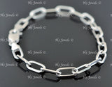 14k Solid White Gold Paperclip Bracelet #12806