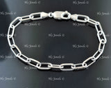 14k Solid White Gold Paperclip Bracelet #12806