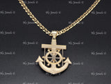 14k Solid Yellow Gold Gucci Mariner Chain Necklace With Jesus Christ Cross Anchor Mariner Pendant #12960