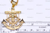 14k Solid Yellow Gold Gucci Mariner Chain Necklace With Jesus Christ Cross Anchor Mariner Pendant #12960