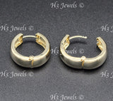 14k Solid Yellow Gold High Polish Plain Hoop Huggie Earrings #12969