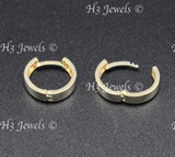 14k Yellow Gold Plain Hoop Huggie Earrings #12976