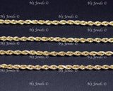 14K Yellow Gold Hollow Rope Necklace #13001