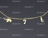 14K Yellow Gold Mixed Charm Anklet #13010