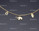 14K Yellow Gold Mixed Charm Anklet #13010