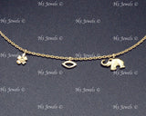 14K Yellow Gold Mixed Charm Anklet #13010