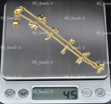 14K Yellow Gold Mixed Charm Anklet #13010