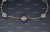 14K Yellow Gold 3 Tone Flower Charm Anklet #13027