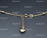 14K Yellow Gold 3 Tone Flower Charm Anklet #13027