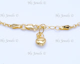 14K Yellow Gold 3 Tone Mixed Charm Anklet #13051