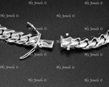 14k Solid White Gold Men's Curb Link Bracelet #