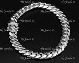 14k Solid White Gold Men's Curb Link Bracelet #