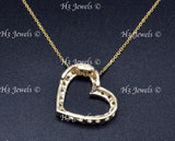 14K Yellow Gold CZ Cubic Zirconia Open Heart Pendant #13078