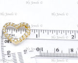 14K Yellow Gold CZ Cubic Zirconia Open Heart Pendant #13078