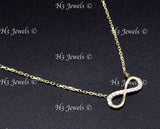 14K Yellow Gold CZ Cubic Zirconia Infinity Necklace #13126