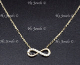 14K Yellow Gold CZ Cubic Zirconia Infinity Necklace #13126