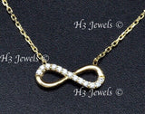 14K Yellow Gold CZ Cubic Zirconia Infinity Necklace #13126