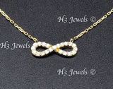 14K Yellow Gold CZ Cubic Zirconia Infinity Necklace #13135