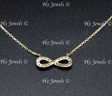 14K Yellow Gold CZ Cubic Zirconia Infinity Necklace #13135